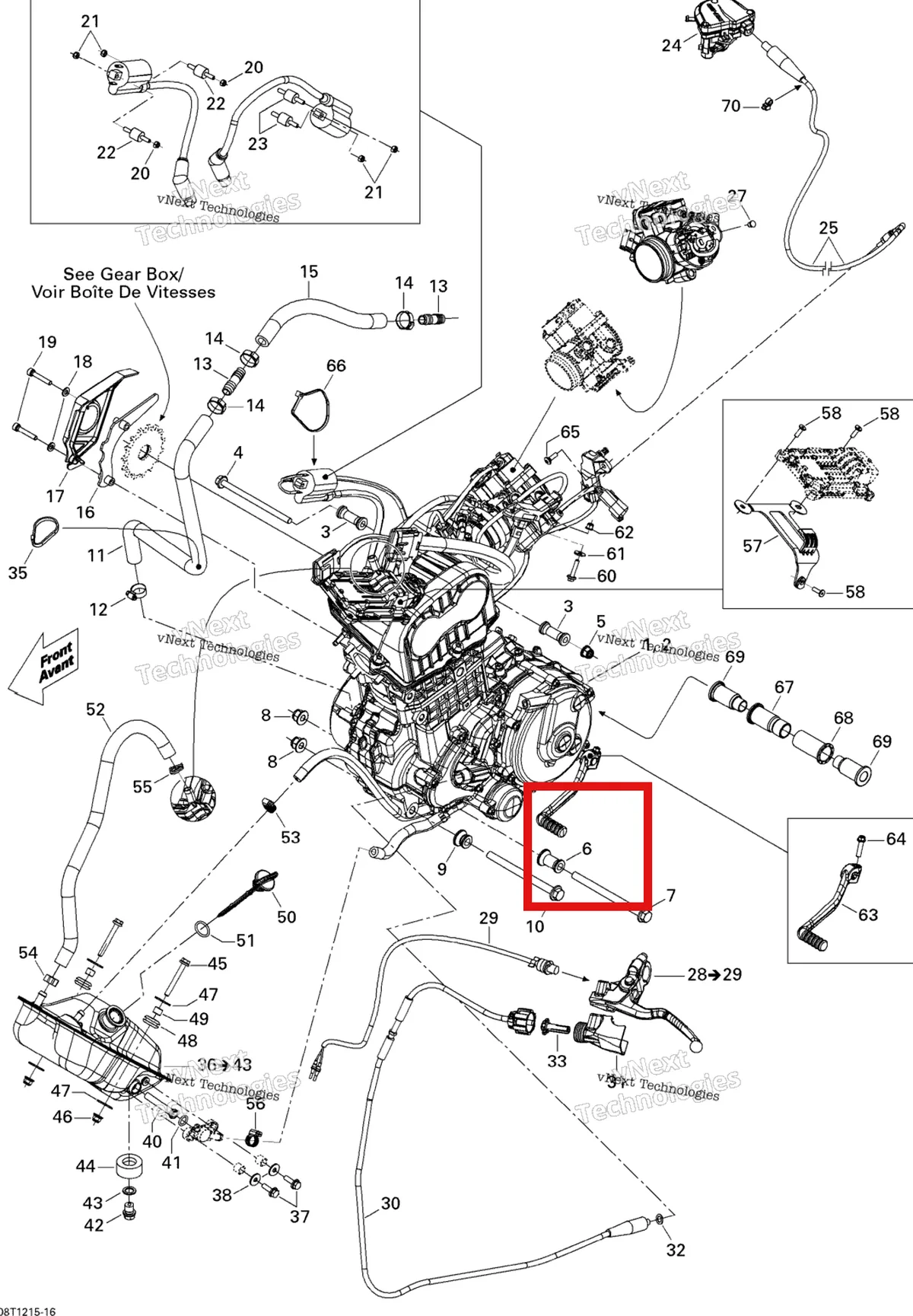 Деталь 293900072 на схеме узла 2015 Can-Am DS 450EFI STD Engine And Engine Support