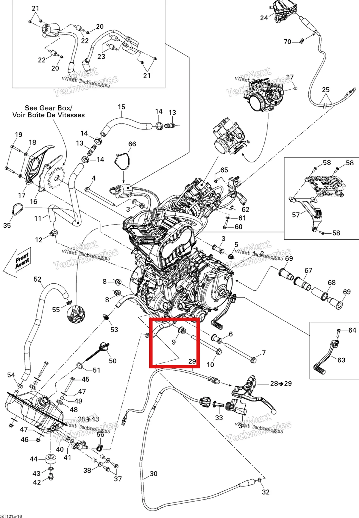Деталь 293900074 на схеме узла 2015 Can-Am DS 450EFI STD Engine And Engine Support