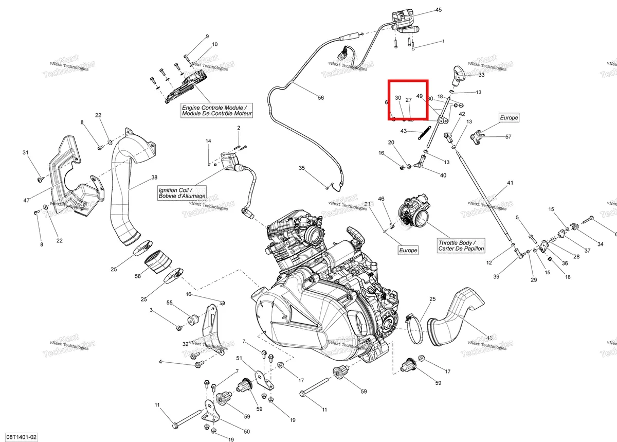 Деталь 293900075 на схеме узла 2014 Can-Am OUTLANDER 400 EFI, STD, XT Engine