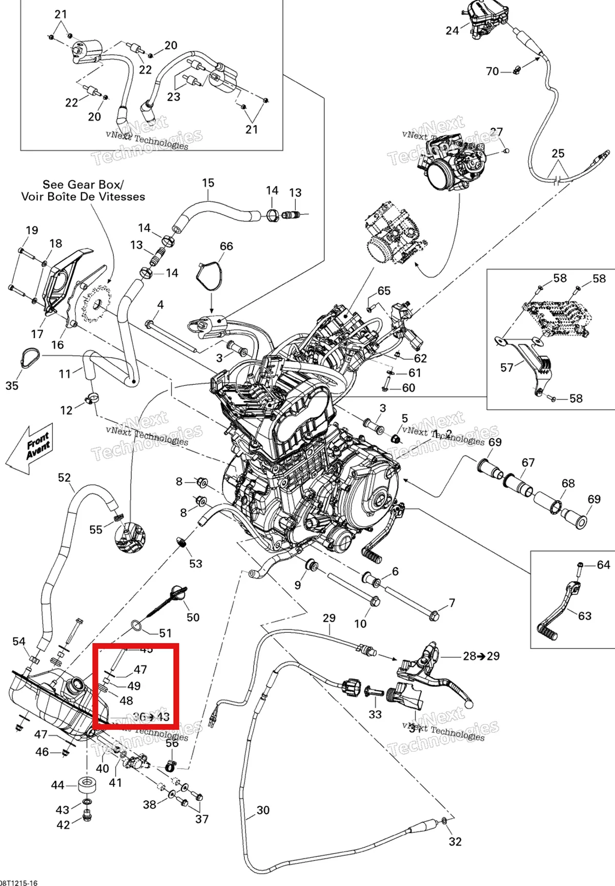 Деталь 293900089 на схеме узла 2015 Can-Am DS 450EFI STD Engine And Engine Support