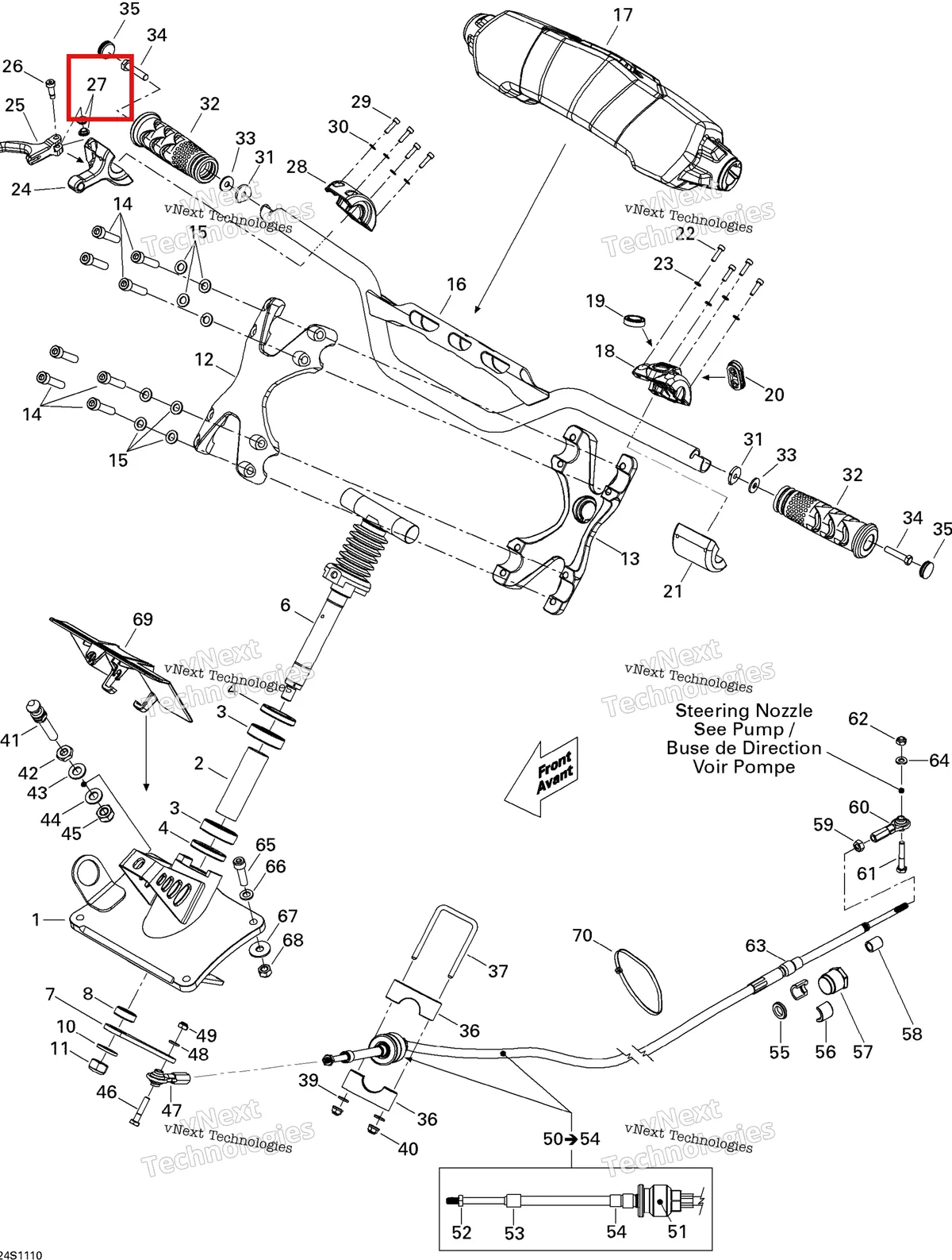 Деталь 293900090 на схеме узла 2011 Sea-Doo RXP-X 255 & RS Steering