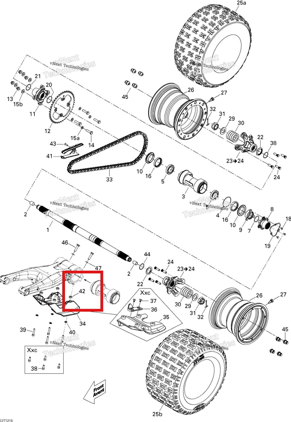 Деталь 293900098 (Втулка) на схеме узла 2015 Can-Am DS 450EFI XXC, XMX Drive System, Rear