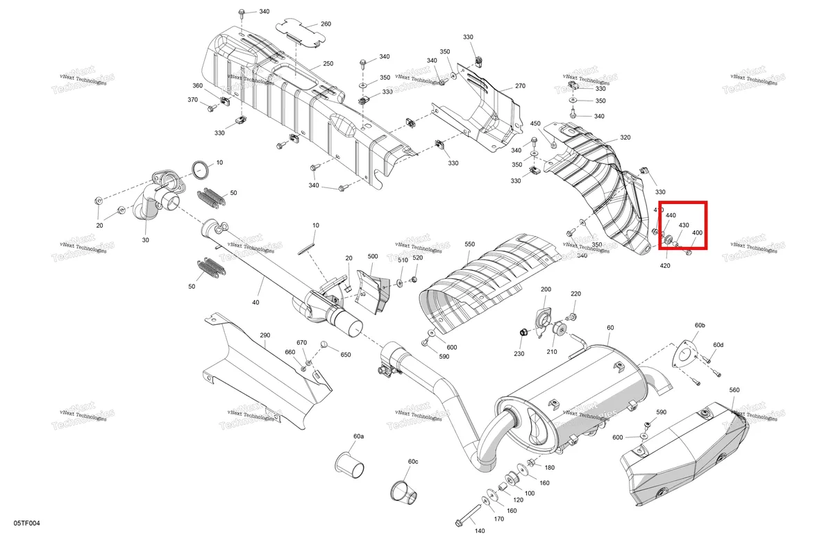 Деталь 293900105 на схеме узла 2026 Can-Am RENEGADE - 4X4 - XMR - 1000R EFI - 5UTA - Hyper Silver Engine - Exhaust