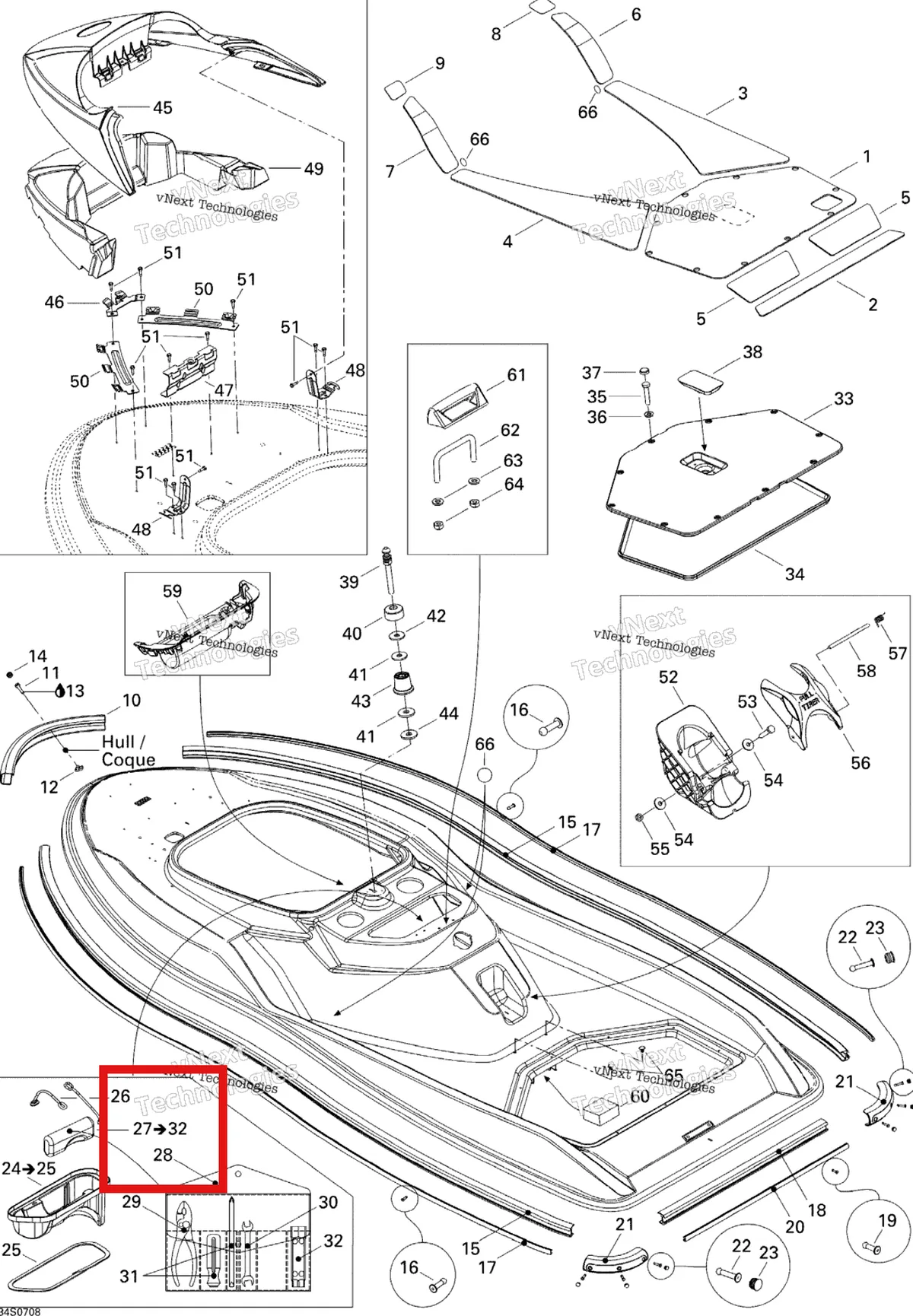 Деталь 294000746 на схеме узла 2007 Sea-Doo 3D 947 DI Body