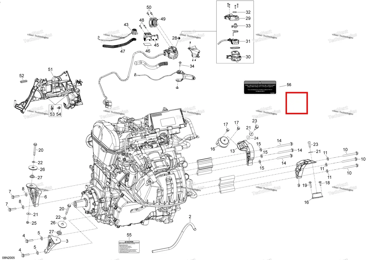 Деталь 294000973 (Ленты Фрикционные) на схеме узла 2020 Ski-Doo EXPEDITION SWT 900 ACE Engine - System