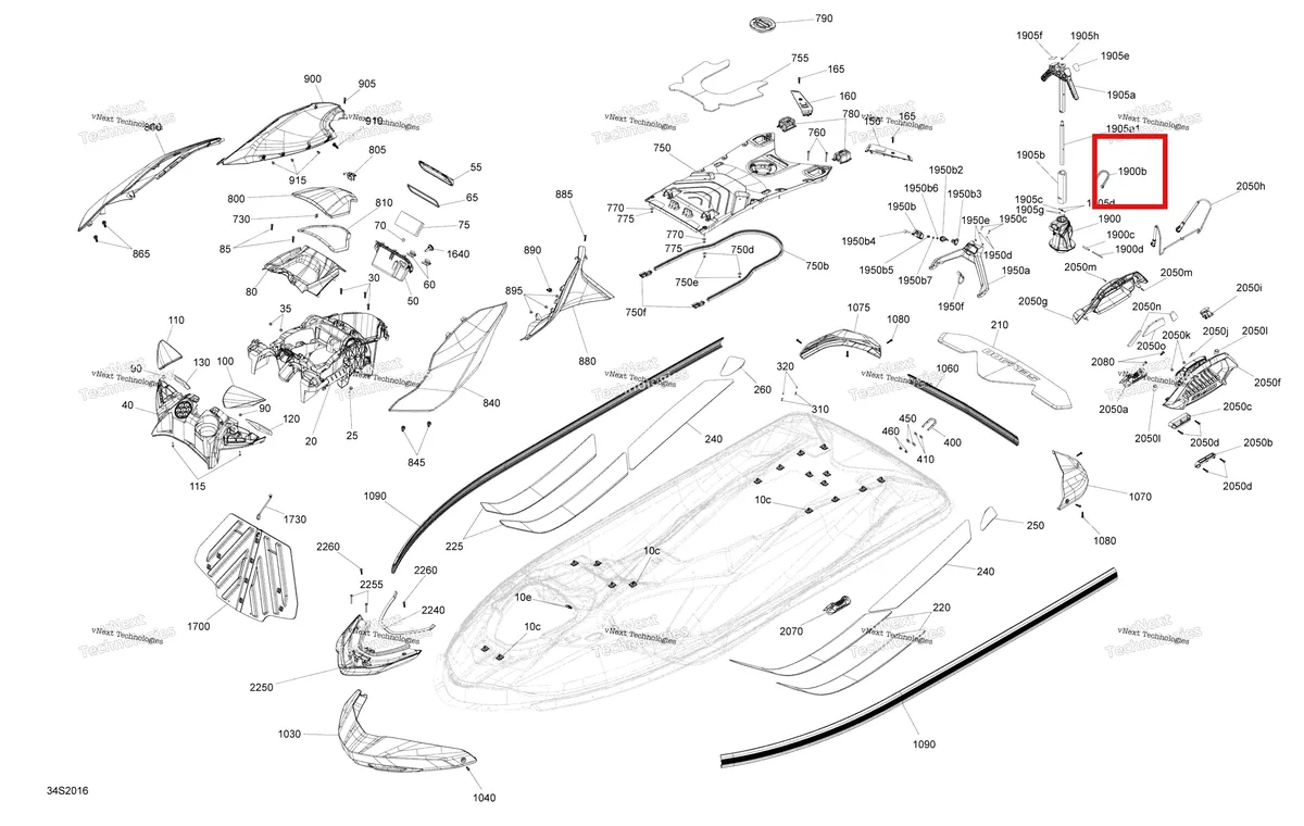 Деталь 295100740 на схеме узла 2020 Sea-Doo WAKE 170 Body