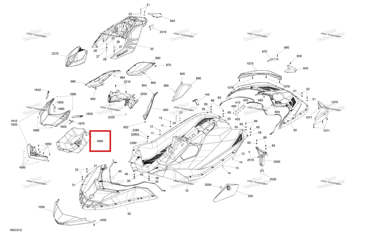 Деталь 295100864 на схеме узла 2023 Sea-Doo SPARK 90 - 2UP Body - System