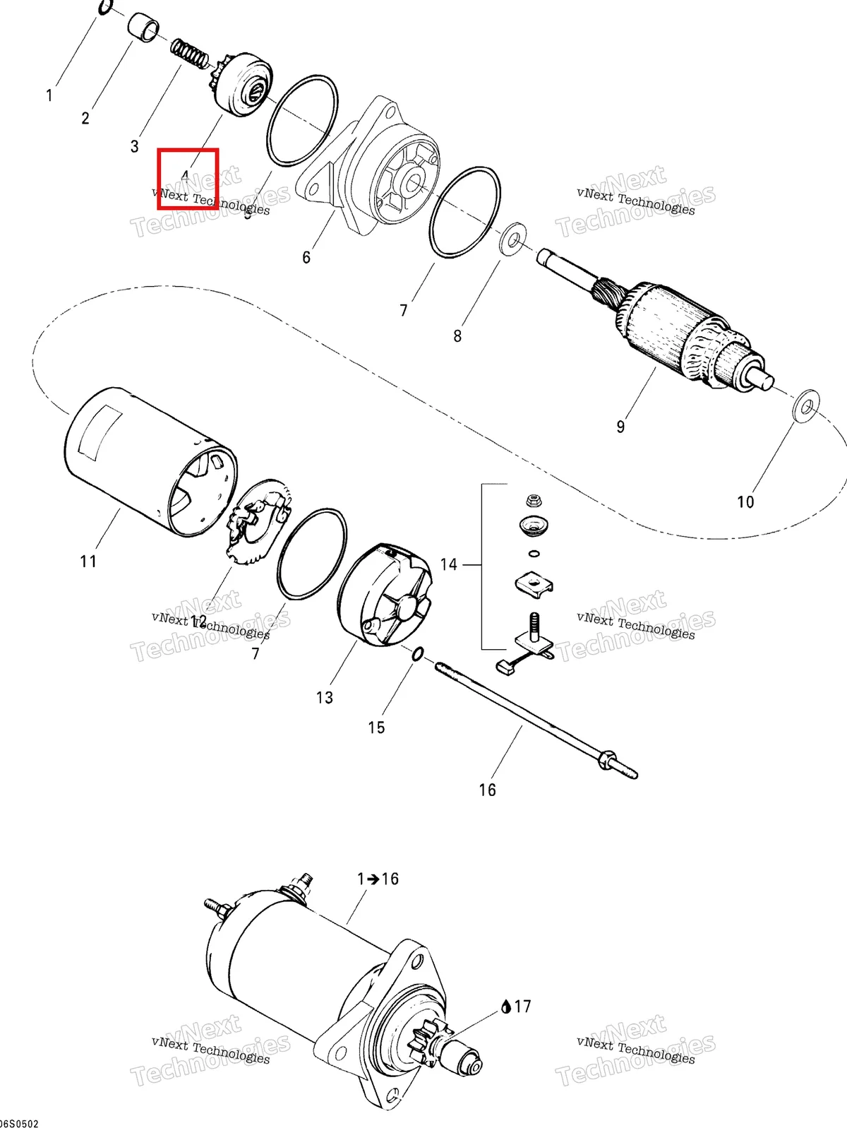 Деталь 295500089 на схеме узла 2005 Sea-Doo GTI Electric Starter