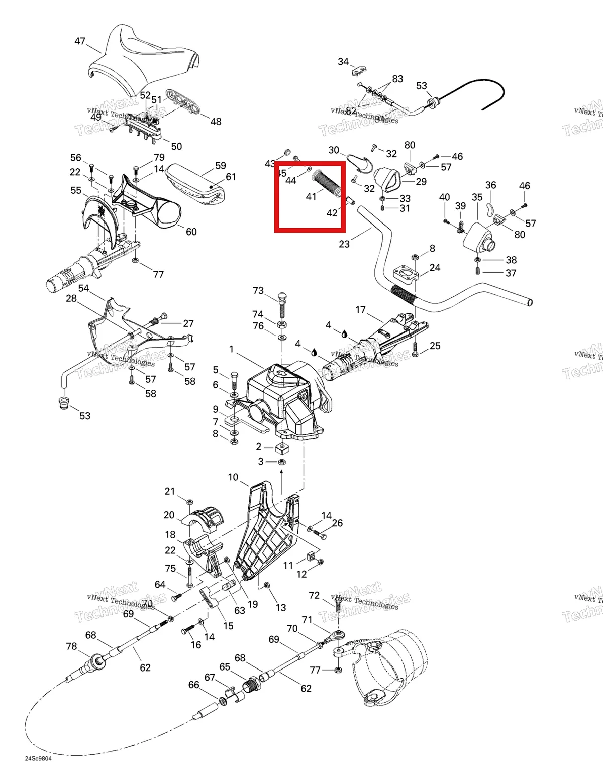 Деталь 295500110 на схеме узла 1998 Sea-Doo GSX Limited, 5629/5845 Steering System