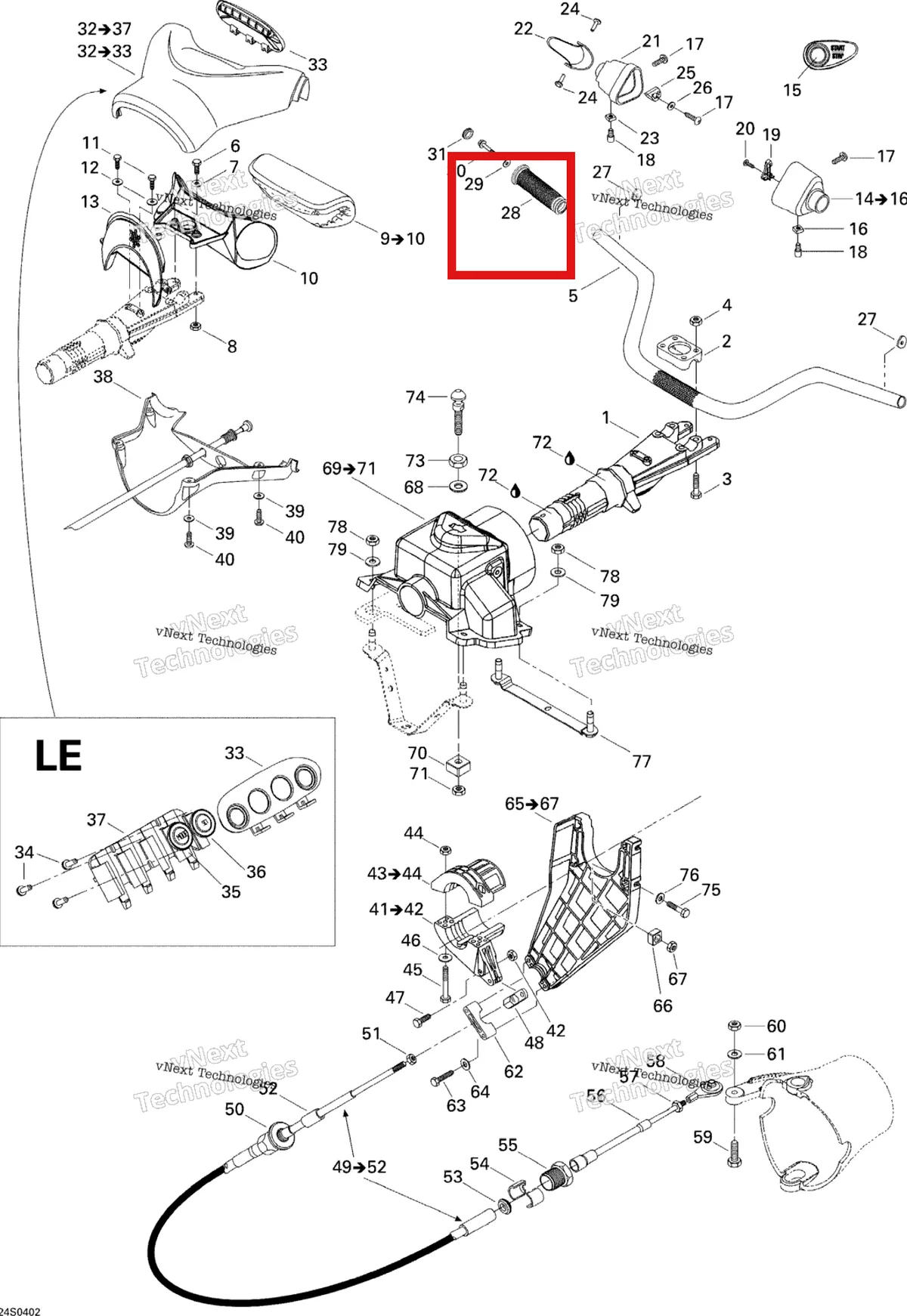 Деталь 295500691 на схеме узла 2004 Sea-Doo GTI LE RFI Steering