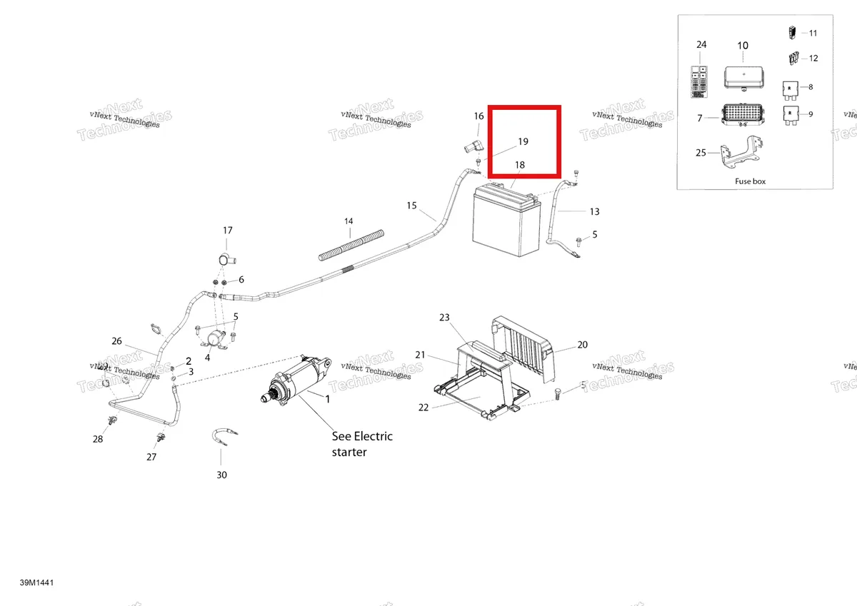Деталь 295500849 (Аккумулятор крепёж комплект Can-Am Outlander MAX 800 XT (2008) (295500849)) на схеме узла 2014 Ski-Doo EXPEDITION LE 1200 XU Battery And Starter