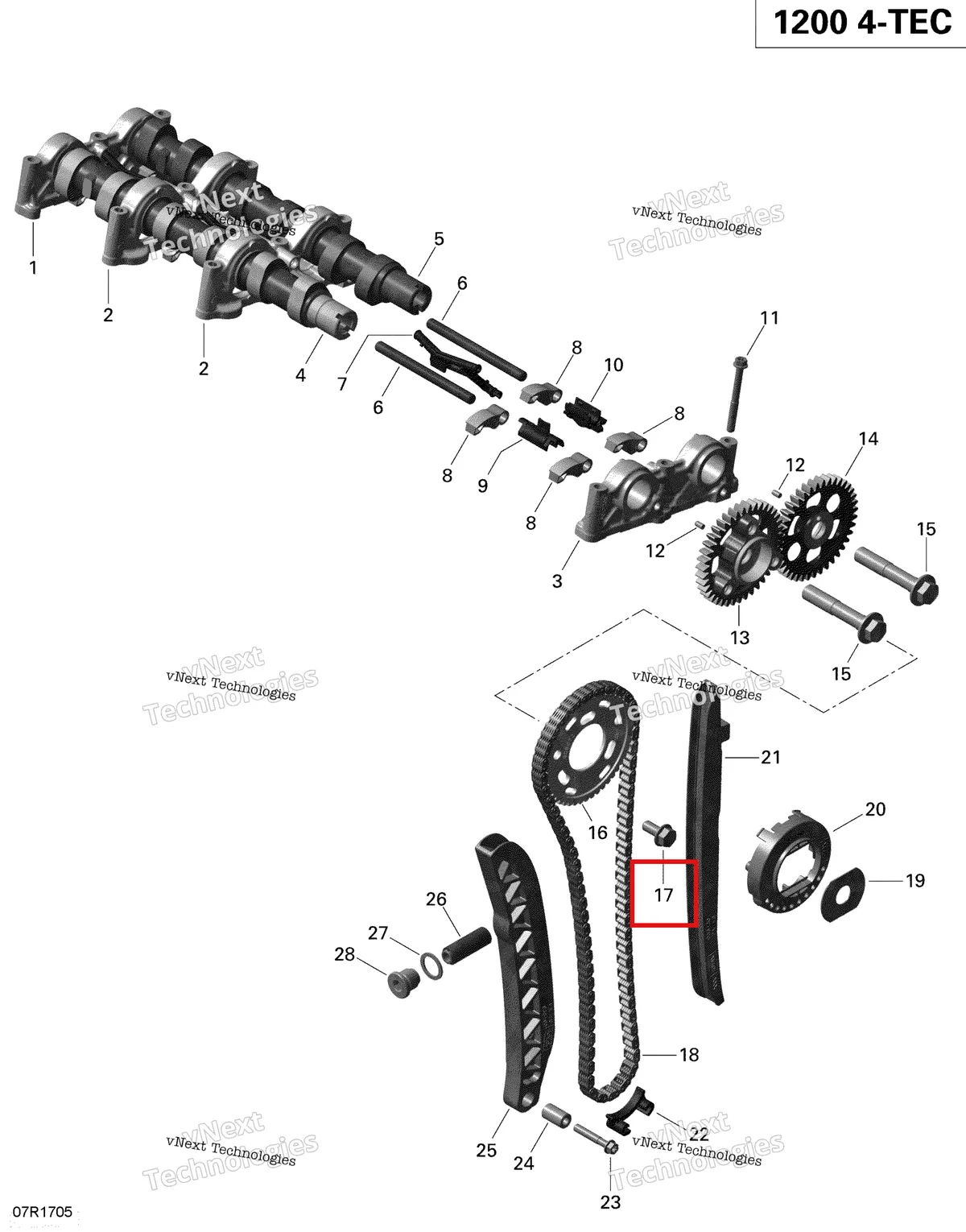 Деталь 295501043 (Винт комплект Ski-Doo Expedition LE 1200 4-TEC (2015) (295501043)) на схеме узла 2019 Ski-Doo EXPEDITION LE-SE 1200 4-TEC Camshafts And Timing Chain - 1200 Itc 4-Tec