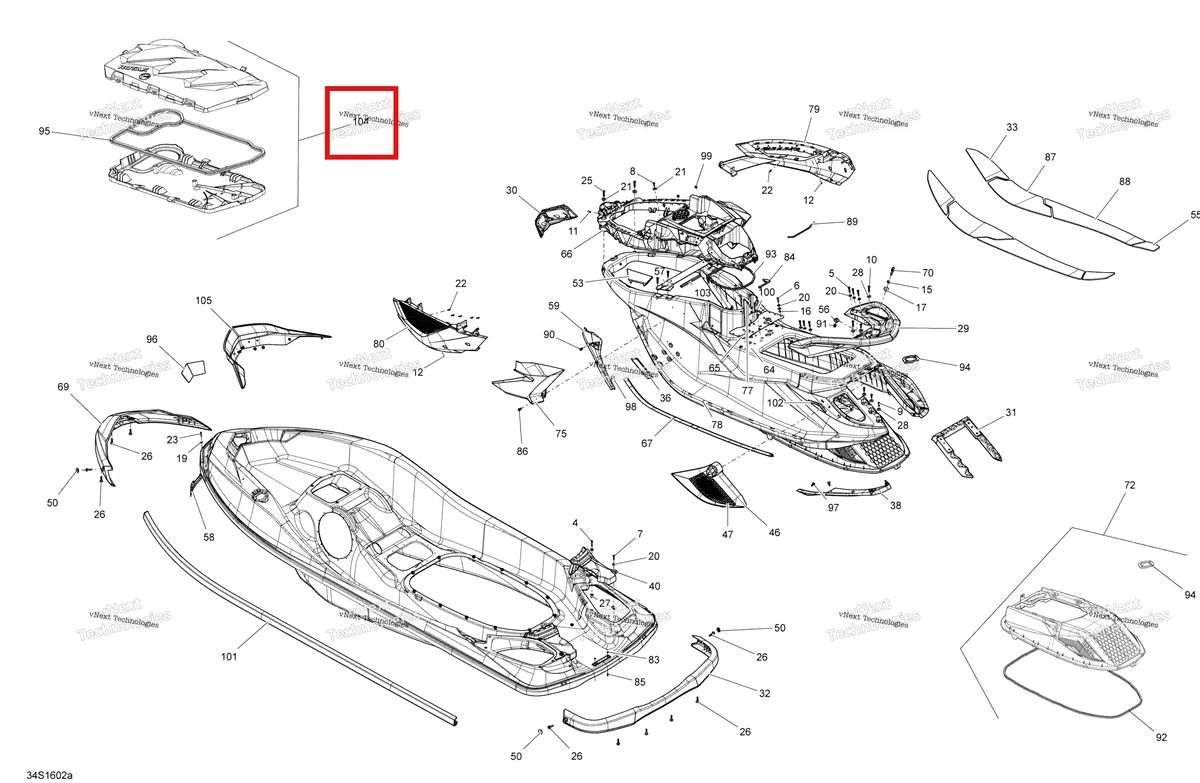 Схема применяемости: Вентиляция Adaptor Sea-Doo RXT (2016) (295501145)