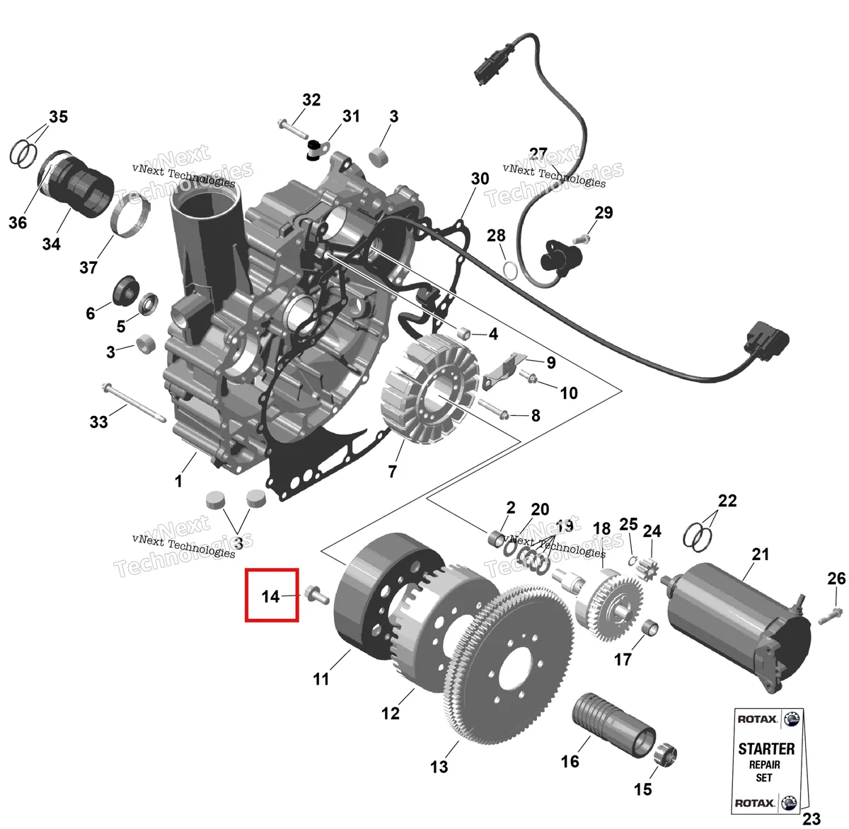 Деталь 295501162 на схеме узла 2026 Sea-Doo GTR - 230 - STD - 36TC - Eclipse Black Rotax - Magneto And Electric Starter