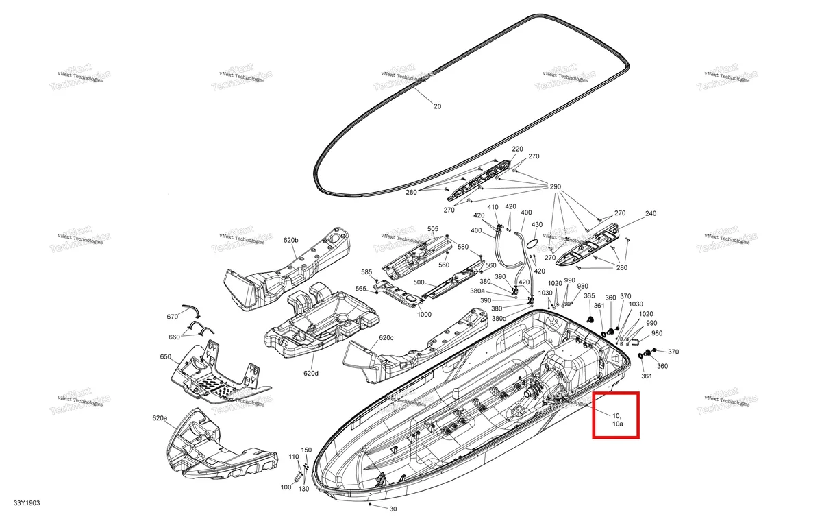 Деталь 295501189 на схеме узла 2019 Sea-Doo GTI 155 Hull