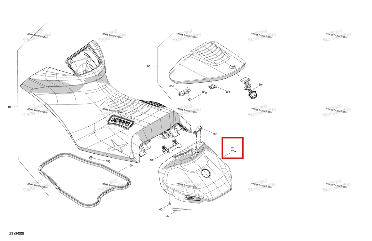 Деталь 295501260 (Литой основание опора комплект включает 20 to 20 b Sea-Doo RXP 325 X (2026) (295501260)) на схеме узла 2026 Sea-Doo RXP - 325 - X - 23TG - Ice Metal Body - Seat