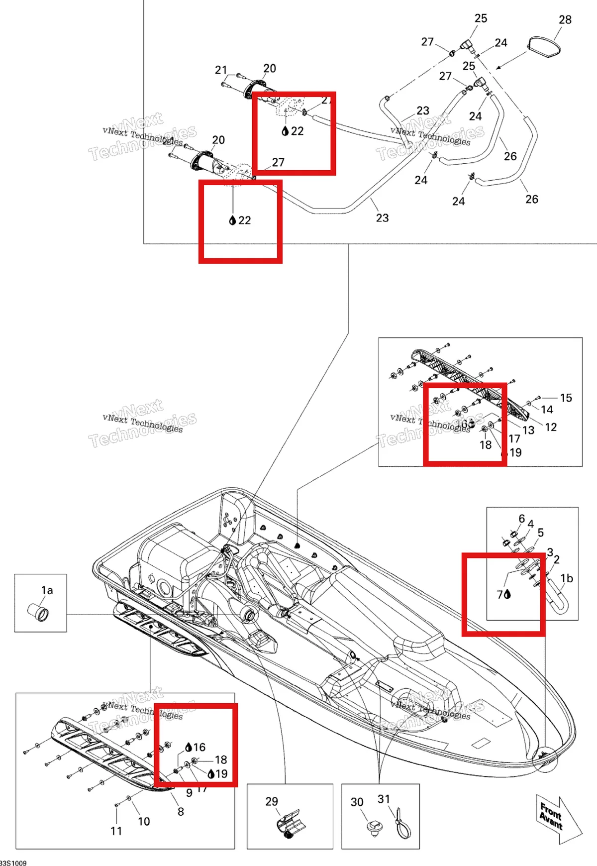 Деталь 296000309 на схеме узла 2010 Sea-Doo GTI 130 and Rental Hull