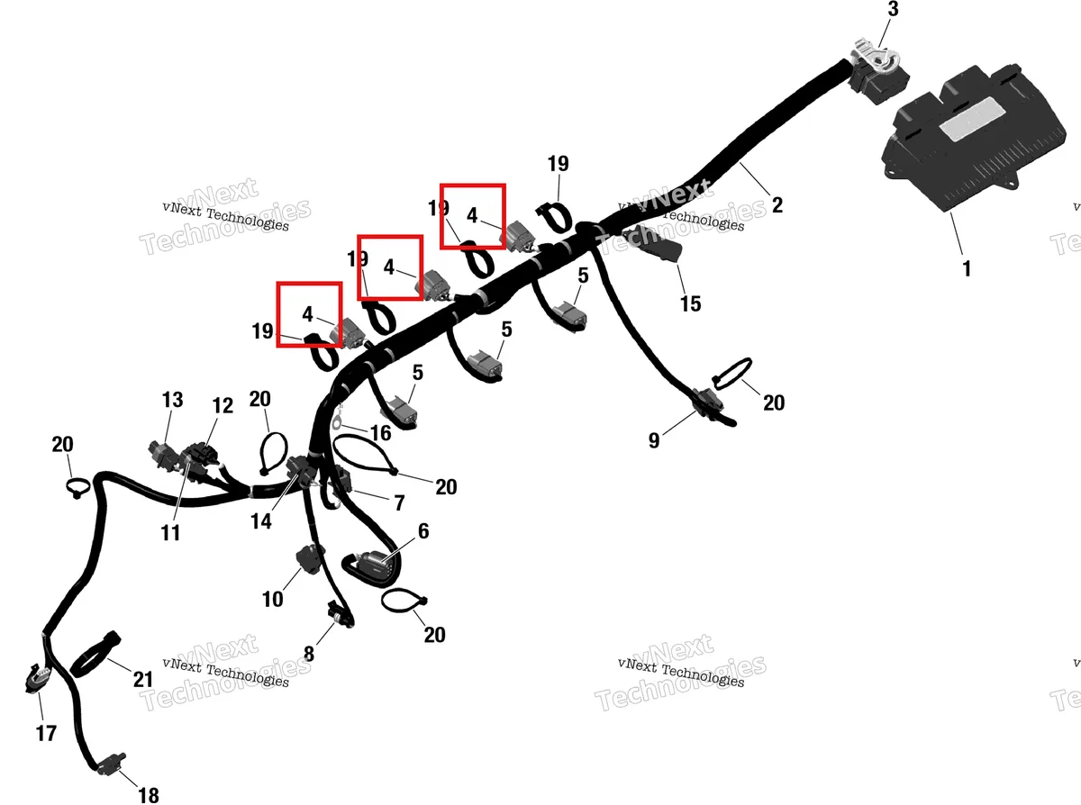 Схема применяемости: Разъём 3 Positions Sea-Doo RXT-X 300 (2023) (296000435)