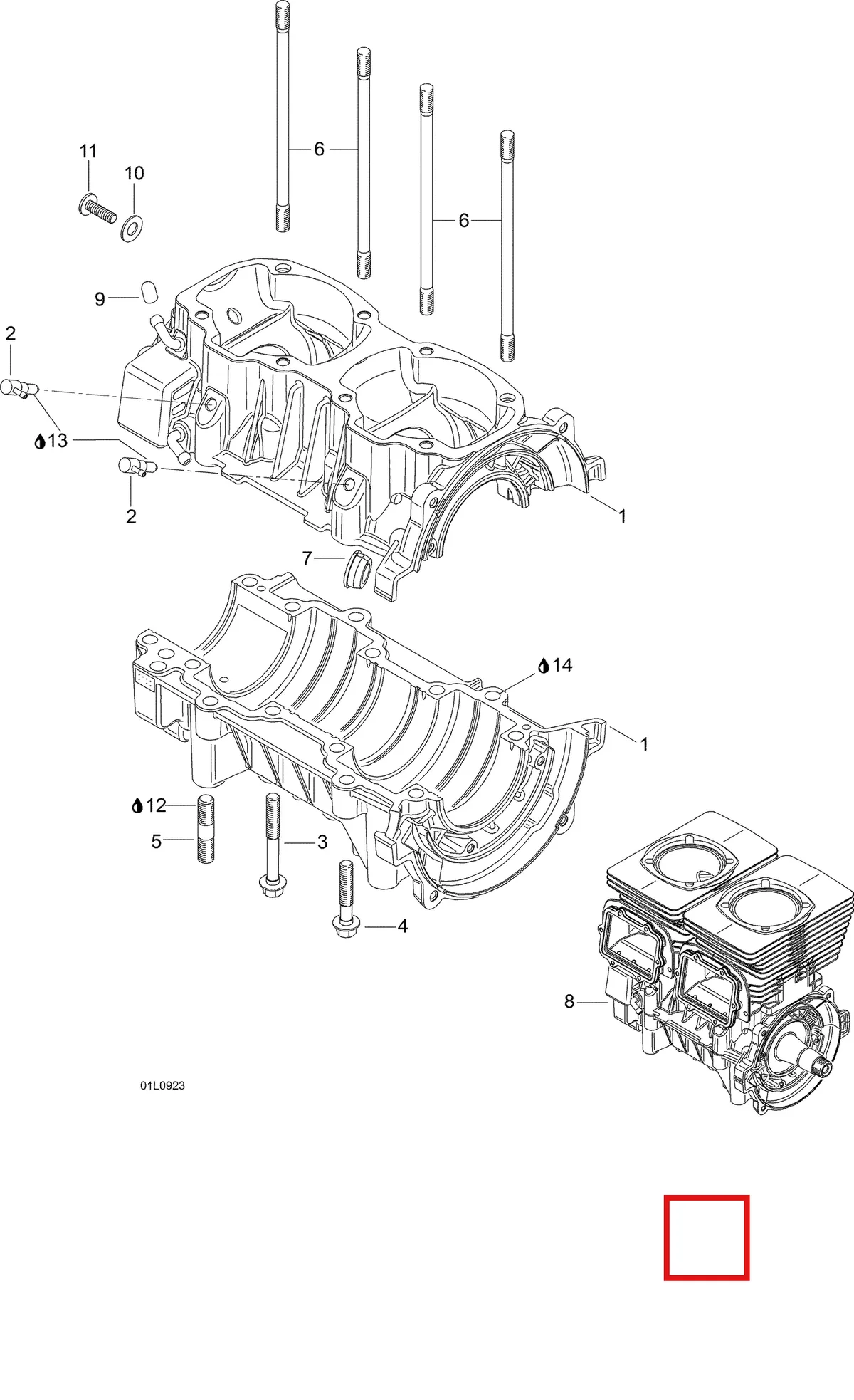 Деталь 300055206 (Короткий Блок Двигателя) на схеме узла 01- Crankcase