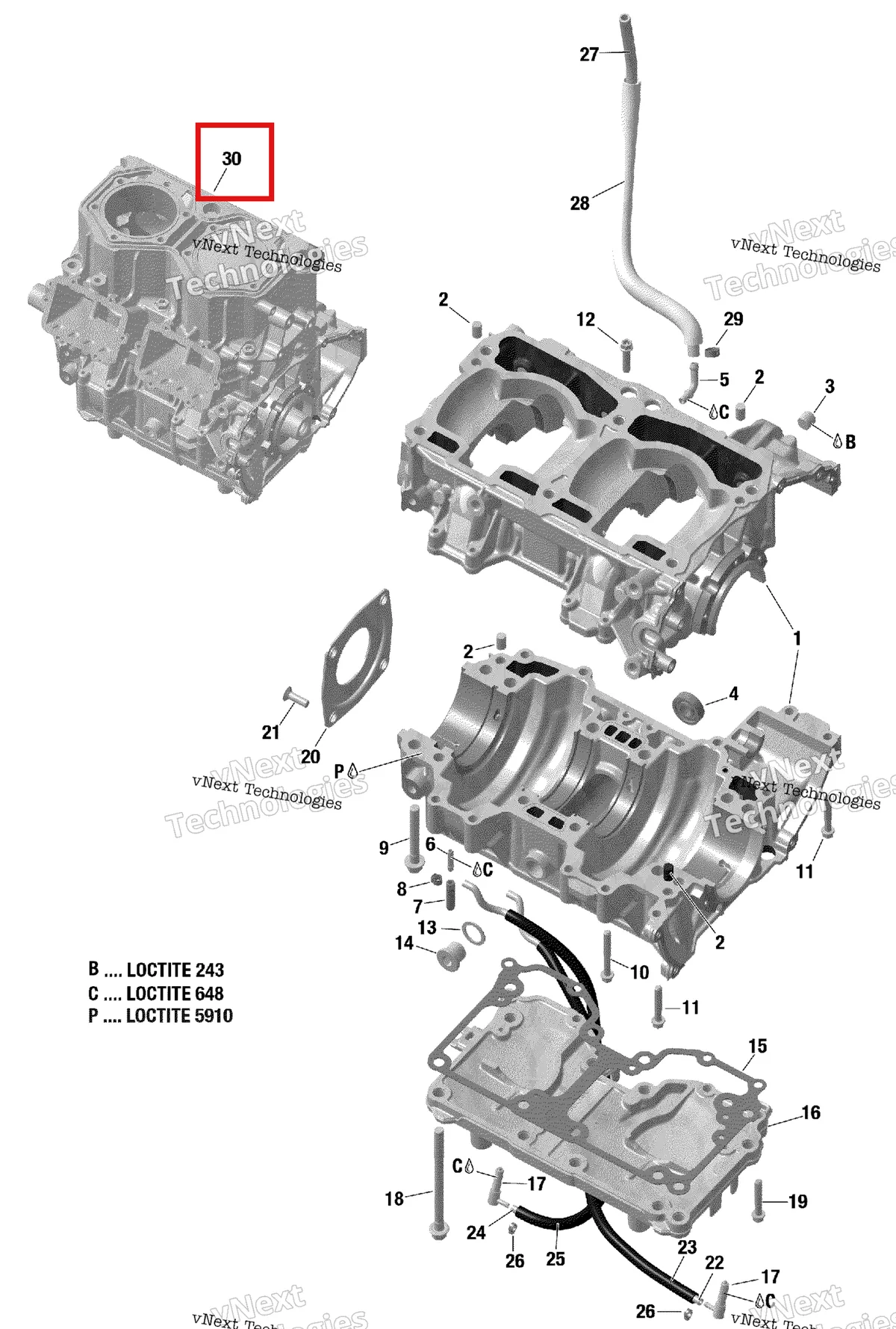 Деталь 300084903 на схеме узла 2019 Ski-Doo FREERIDE 137 850 E-TEC Crankcase