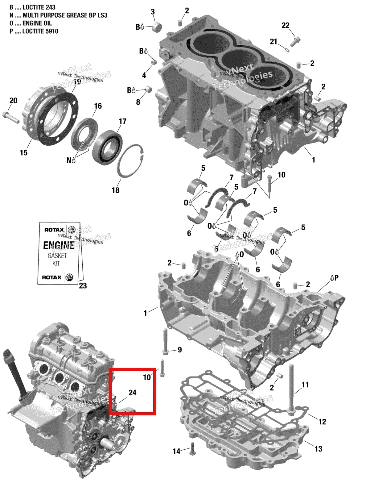 Деталь 300090301 (Деталь Long Block 903 Ace) на схеме узла 2020 Ski-Doo SKANDIC SWT 900 ACE Engine - Crankcase - 900 Ace