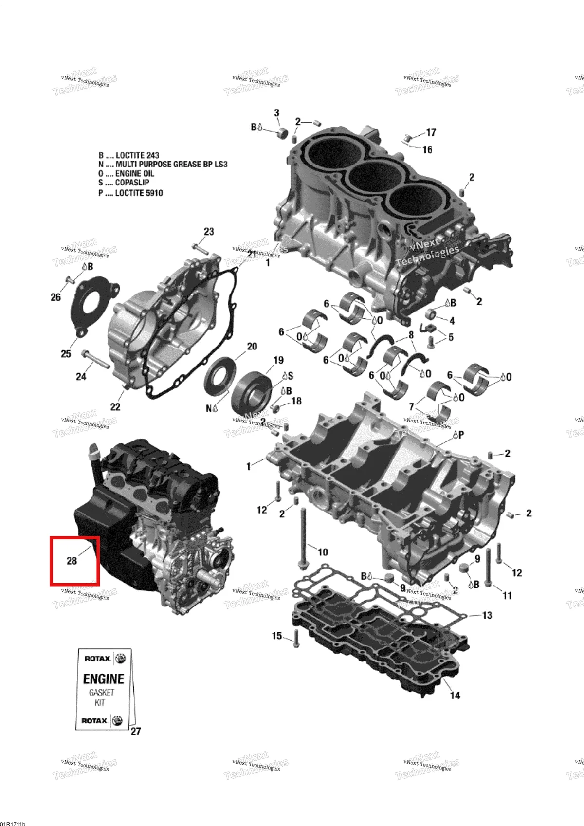 Деталь 300120303 (Деталь Long Block1203) на схеме узла 2017 Ski-Doo EXPEDITION - 4-STROKE - LE-SE Engine Block - 1200 4-Tec