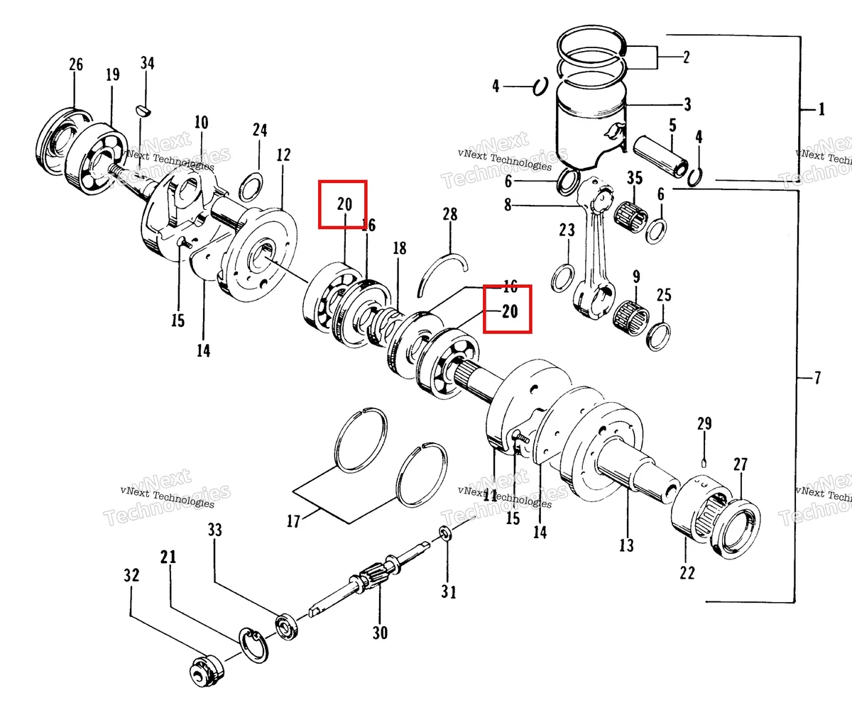 Деталь 3003-164 на схеме узла Piston And Crankshaft