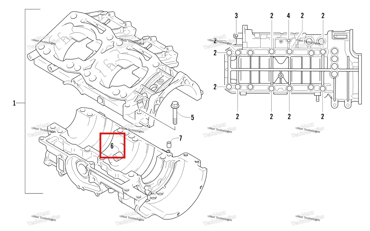 Деталь 3003-647 на схеме узла Crankcase Assembly