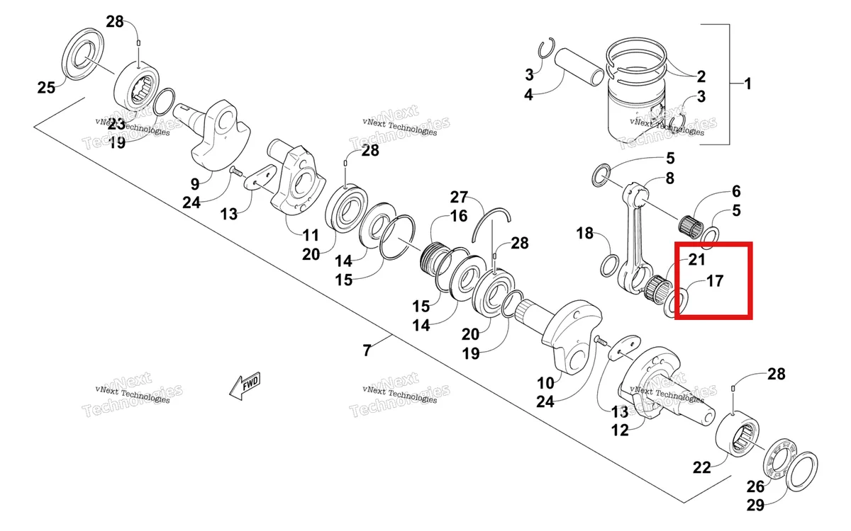 Деталь 3004-147 на схеме узла Piston And Crankshaft