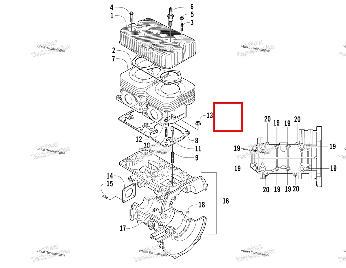 Деталь 3005-999 на схеме узла Crankcase And Cylinder