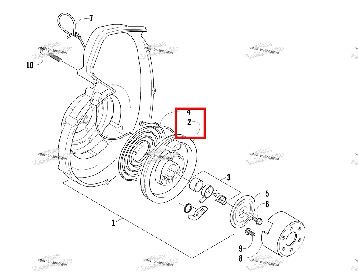 Деталь 3006-090 на схеме узла Recoil Starter