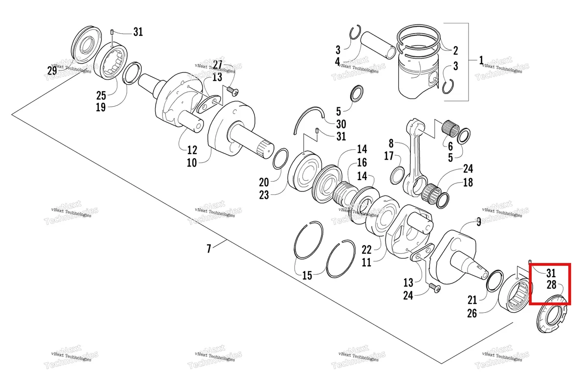 Деталь 3007-280 на схеме узла Piston And Crankshaft