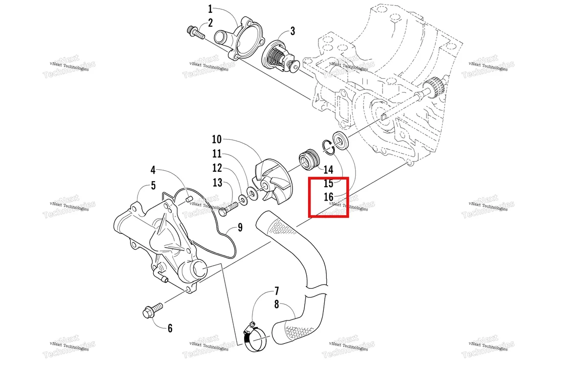 Деталь 3007-431 на схеме узла Water Pump And Thermostat