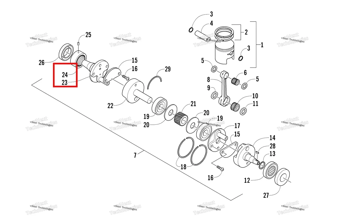 Деталь 3007-439 на схеме узла Piston And Crankshaft