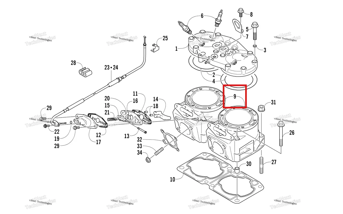 Деталь 3007-522 на схеме узла Cylinder And Head Assembly