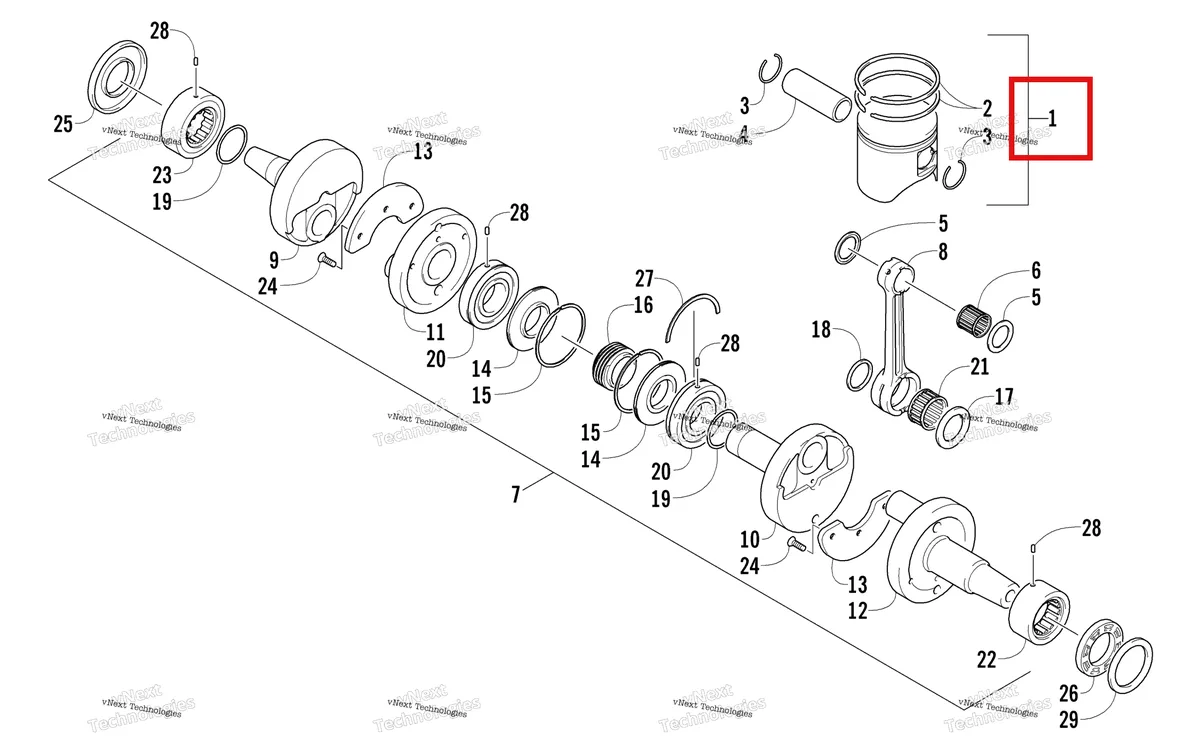 Деталь 3007-528 на схеме узла Piston And Crankshaft