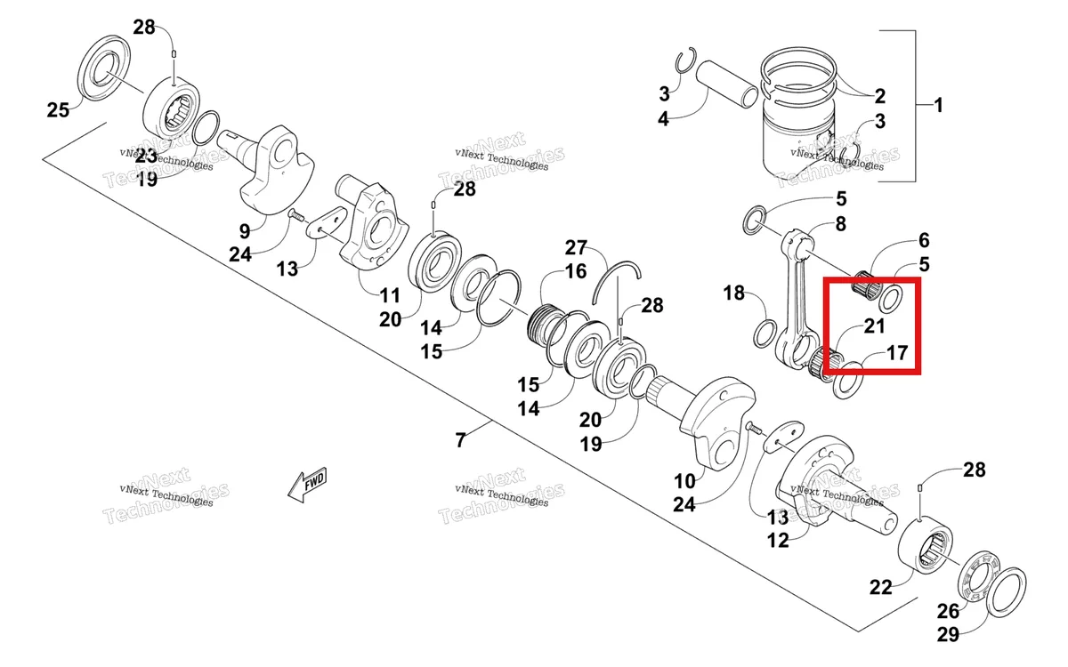 Деталь 3007-532 на схеме узла Piston And Crankshaft