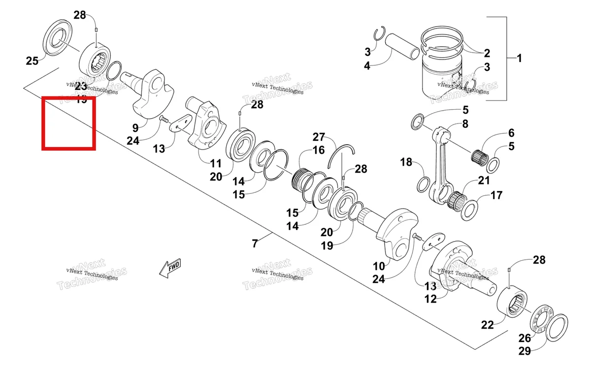 Деталь 3007-533 на схеме узла Piston And Crankshaft