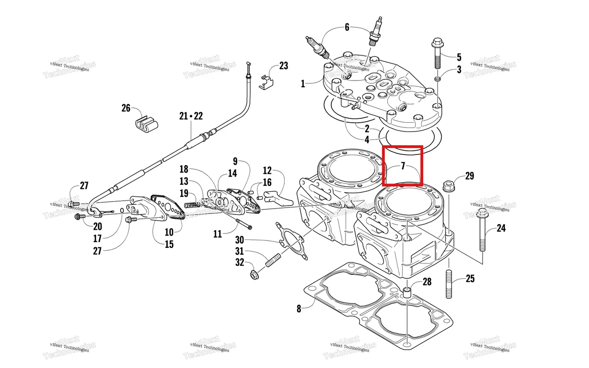 Деталь 3007-849 на схеме узла Cylinder And Head Assembly