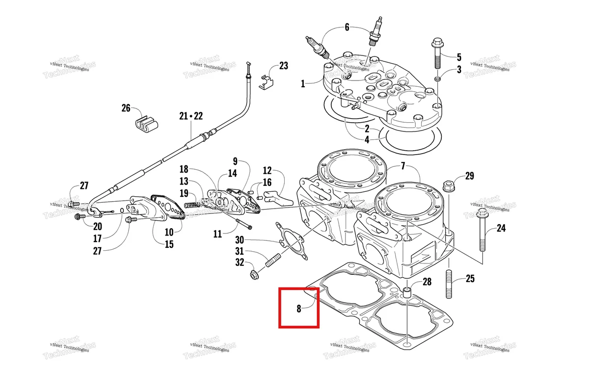 Деталь 3007-874 на схеме узла Cylinder And Head Assembly