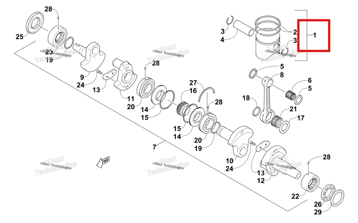 Деталь 3007-877 на схеме узла Piston And Crankshaft