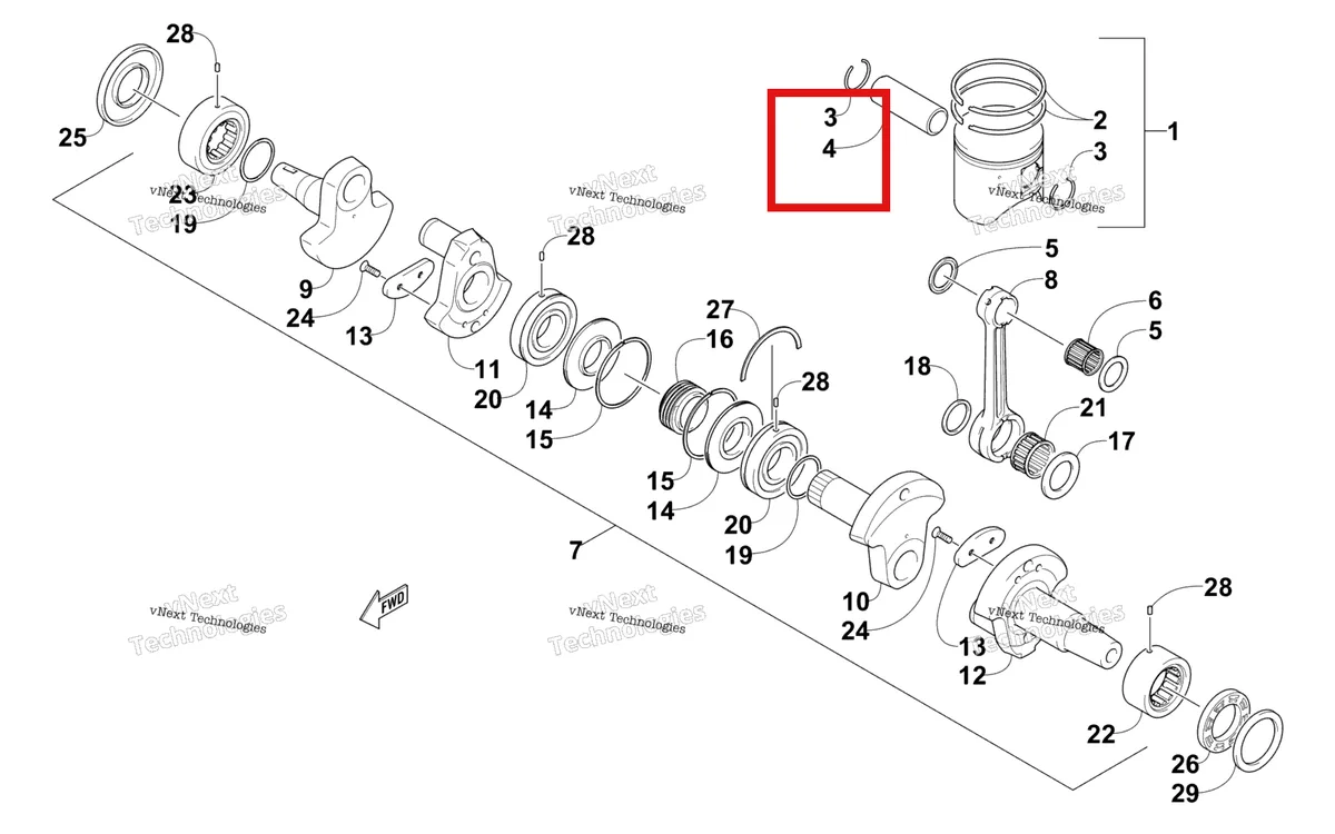 Деталь 3007-878 на схеме узла Piston And Crankshaft