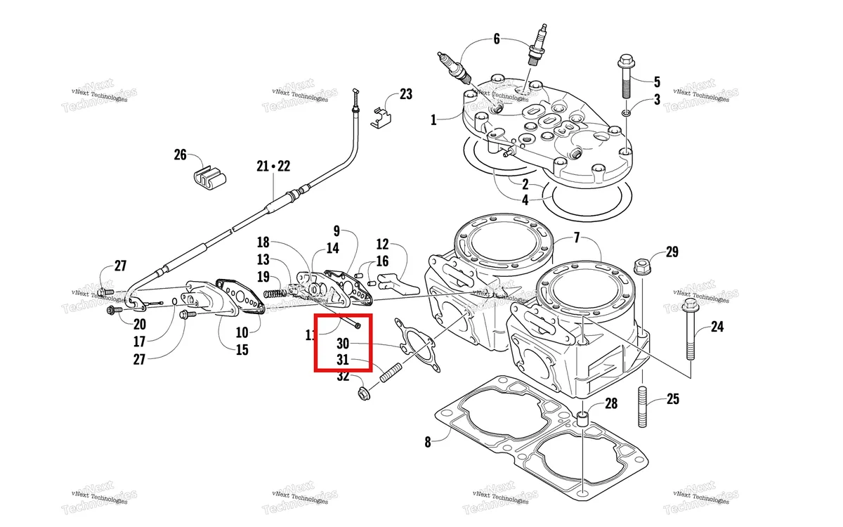 Деталь 3007-889 на схеме узла Cylinder And Head Assembly