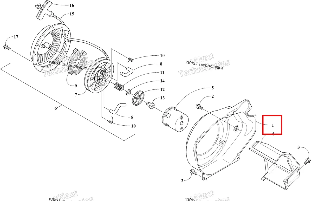 Деталь 3021-749 на схеме узла 2026 Ski-Doo MXZ 200 Engine - Recoil Starter And Air Shroud