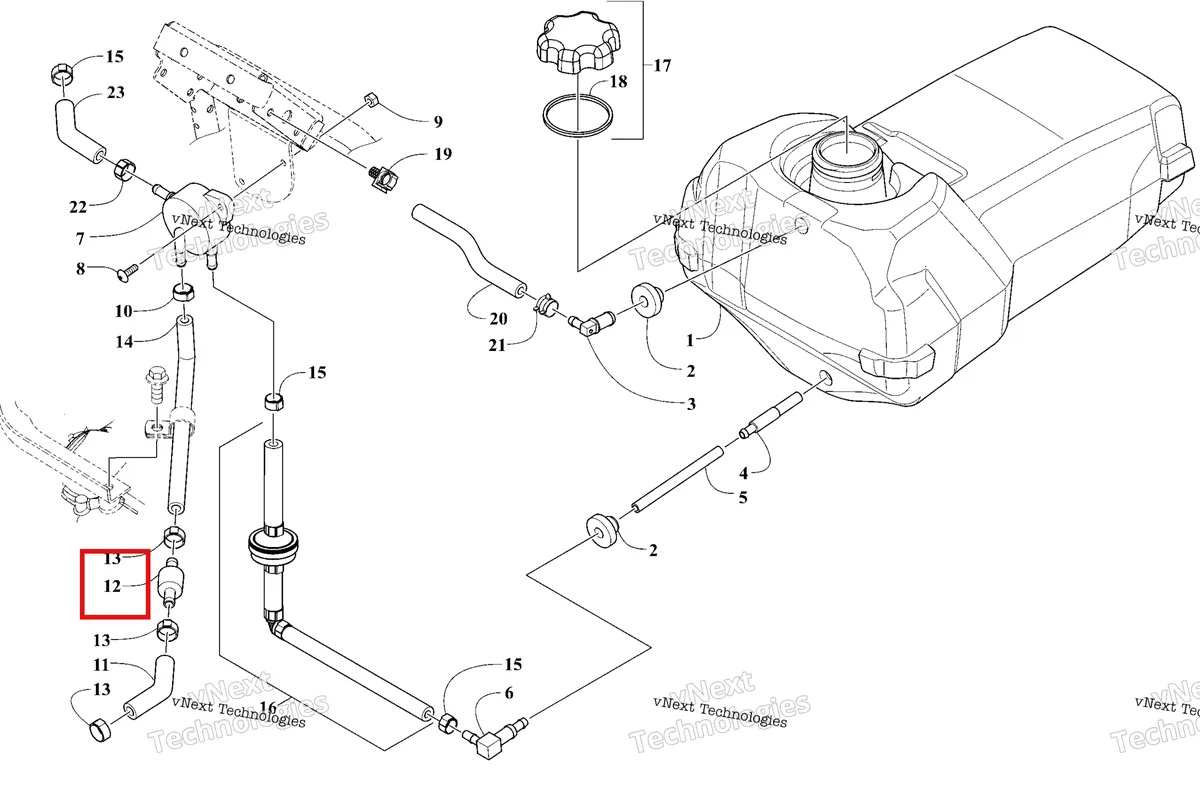 Деталь 3021-825 на схеме узла 2026 Ski-Doo MXZ 200 Gas Tank And Fuel Pump