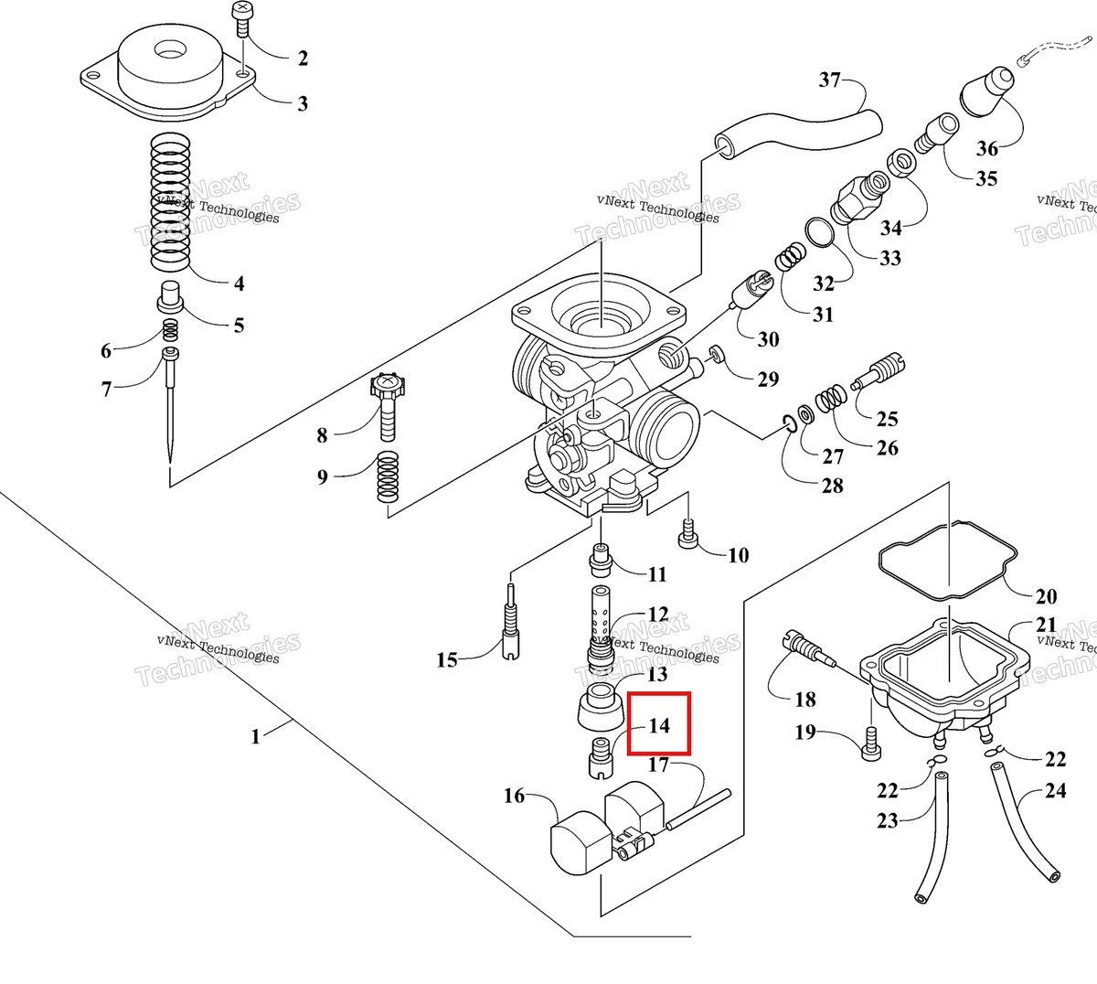 Деталь 3021-975 на схеме узла 2026 Ski-Doo MXZ 200 Engine - Carburator