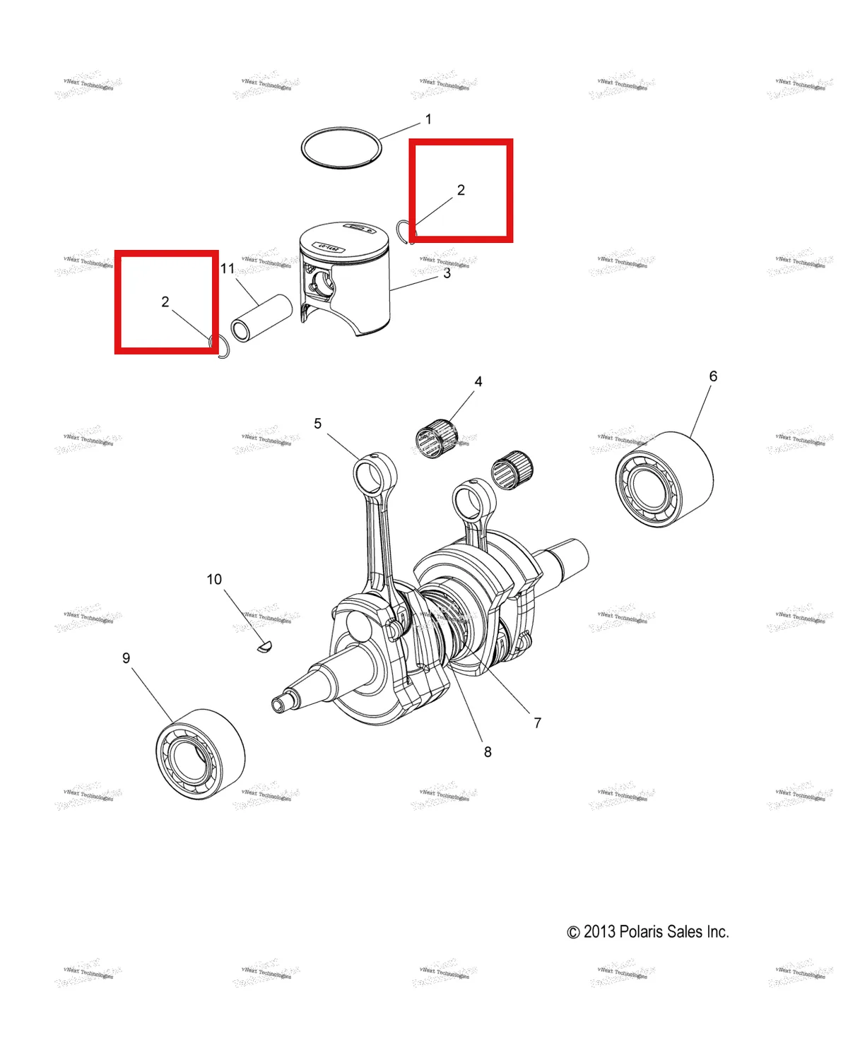 Деталь 3021840 на схеме узла Engine, Piston & Crankshaft (49Snowpistoncrankshaft14race)