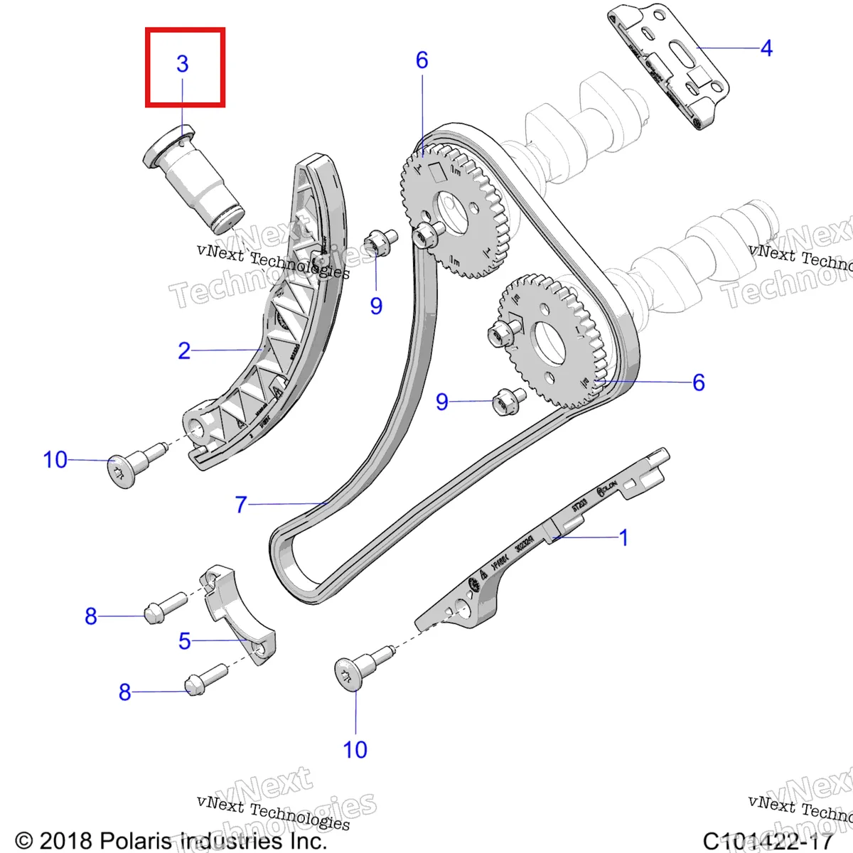 Деталь 3022152 на схеме узла Engine, Cam Chain And Sprocket