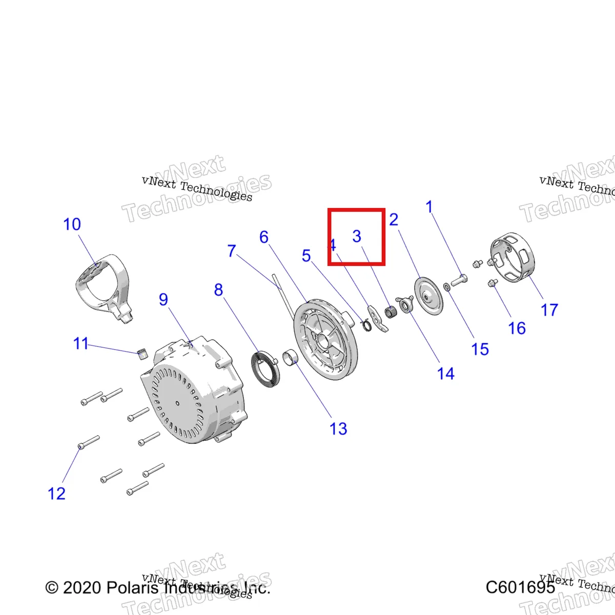 Деталь 3022313 на схеме узла Engine, Recoil Starter