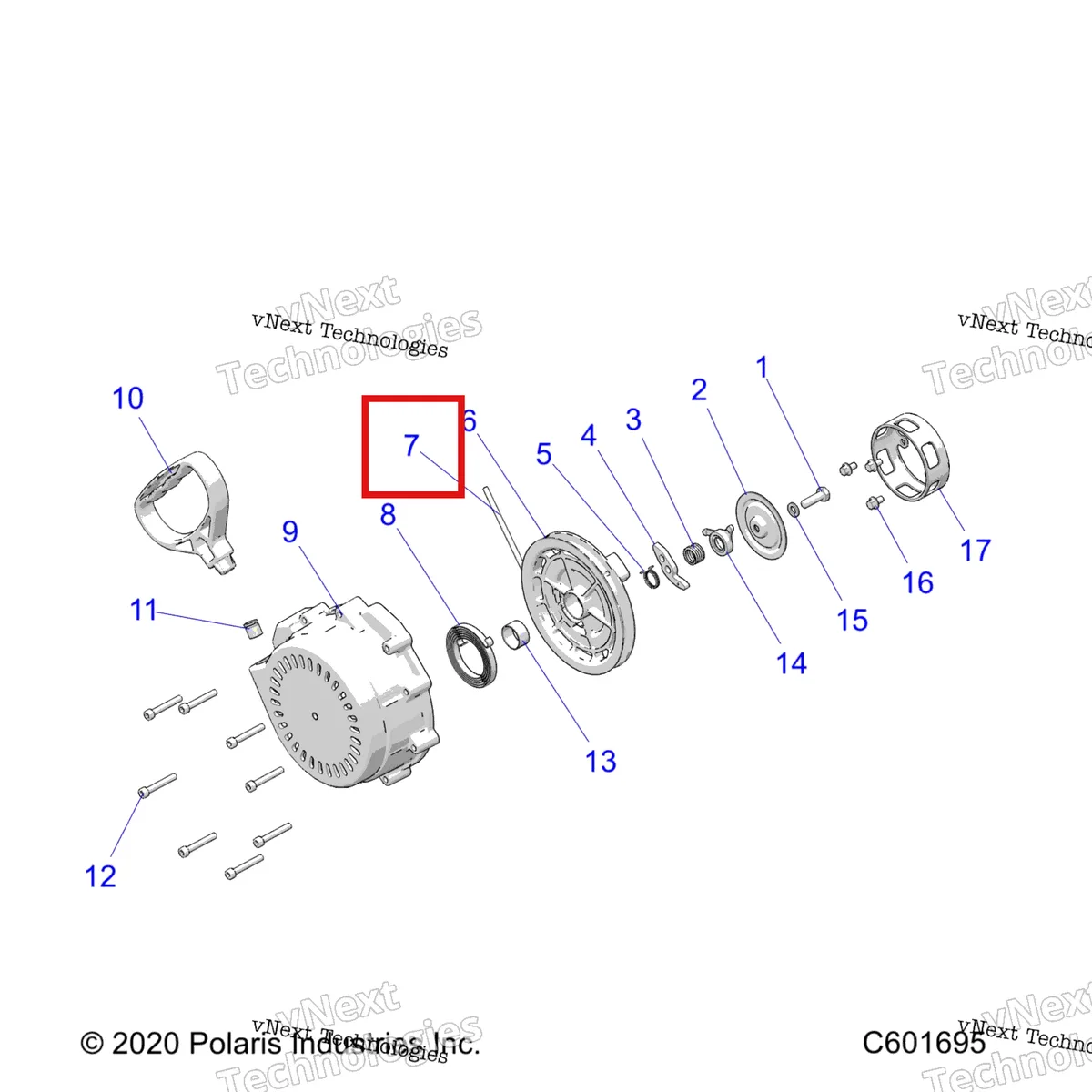 Деталь 3022317 на схеме узла Engine, Recoil Starter